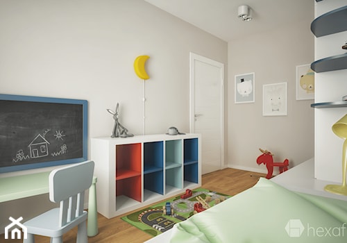 Projekt mieszkania 76m2. - Średni szary pokój dziecka dla dziecka dla chłopca dla dziewczynki, styl nowoczesny - zdjęcie od hexaform - projektowanie wnętrz