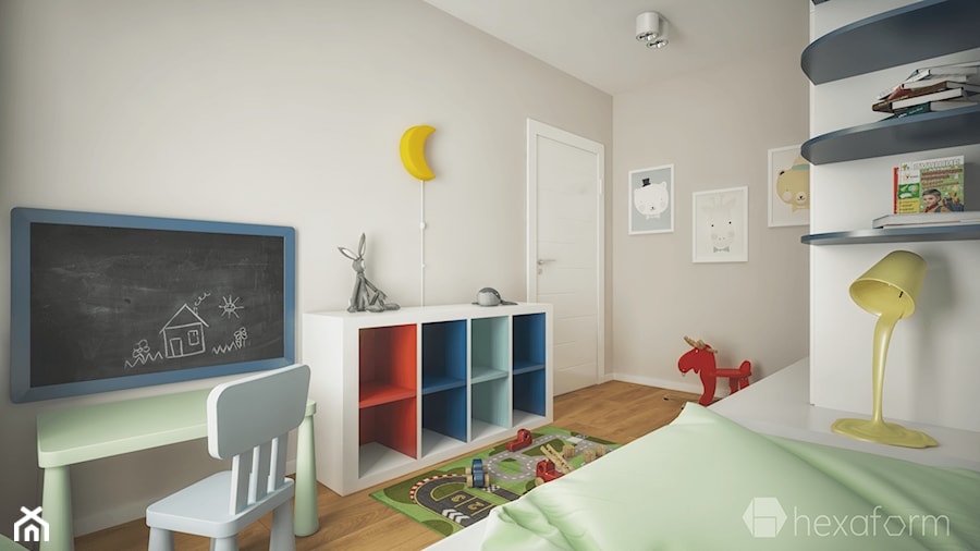 Projekt mieszkania 76m2. - Średni szary pokój dziecka dla dziecka dla chłopca dla dziewczynki, styl nowoczesny - zdjęcie od hexaform - projektowanie wnętrz
