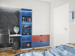 Projekt mieszkania 76m2. - Mały czarny szary pokój dziecka dla dziecka dla nastolatka dla chłopca dla dziewczynki, styl nowoczesny - zdjęcie od hexaform - projektowanie wnętrz