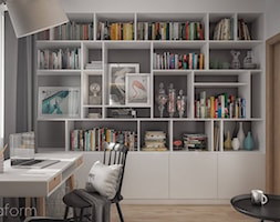 Projekt wnętrza domu II. - Małe w osobnym pomieszczeniu szare biuro, styl skandynawski - zdjęcie od hexaform - projektowanie wnętrz - Homebook