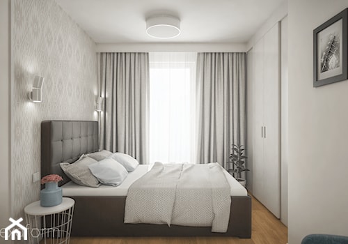 Projekt mieszkania 76m2. - Średnia biała sypialnia, styl nowoczesny - zdjęcie od hexaform - projektowanie wnętrz