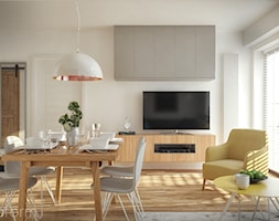 Projekt mieszkania 48m2. - Średni biały salon z jadalnią, styl nowoczesny - zdjęcie od hexaform - projektowanie wnętrz - Homebook