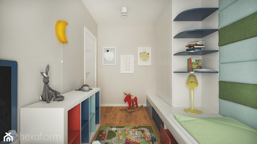 Projekt mieszkania 76m2. - Średni szary pokój dziecka dla dziecka dla nastolatka dla chłopca dla dziewczynki, styl nowoczesny - zdjęcie od hexaform - projektowanie wnętrz