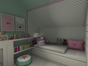 Pokój dziewczynki - Mały szary zielony pokój dziecka dla dziecka dla nastolatka dla dziewczynki, styl skandynawski - zdjęcie od DECOLOOK
