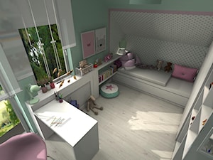 Pokój dziewczynki - Średni szary zielony pokój dziecka dla dziecka dla nastolatka dla dziewczynki, styl skandynawski - zdjęcie od DECOLOOK