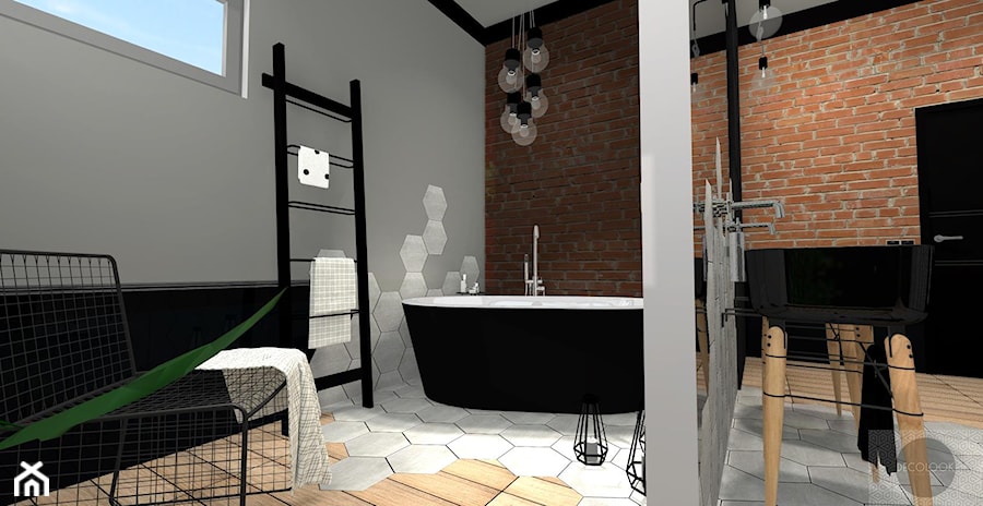 Łazienka soft - loft - Średnia łazienka z oknem, styl industrialny - zdjęcie od DECOLOOK