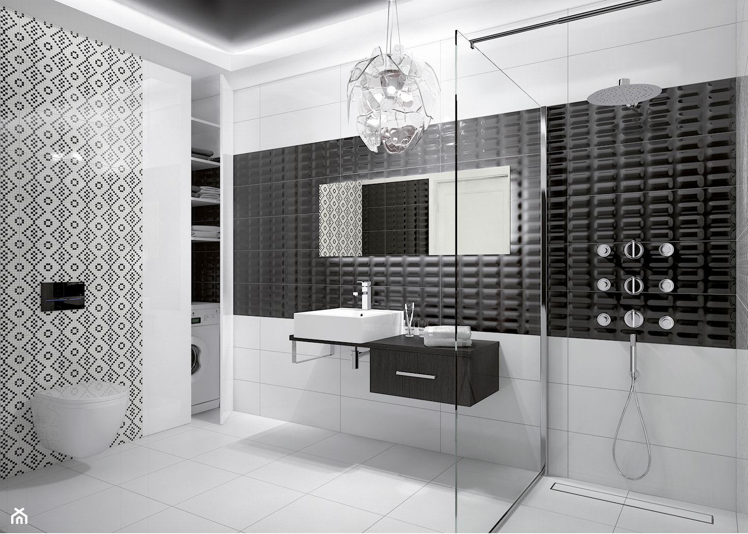 Miski - Średnia bez okna z pralką / suszarką łazienka, styl glamour - zdjęcie od DEANTE - Homebook