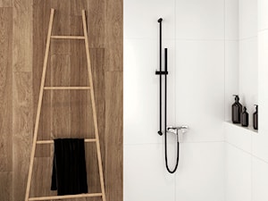 Natryski - Mała bez okna z marmurową podłogą łazienka, styl skandynawski - zdjęcie od DEANTE