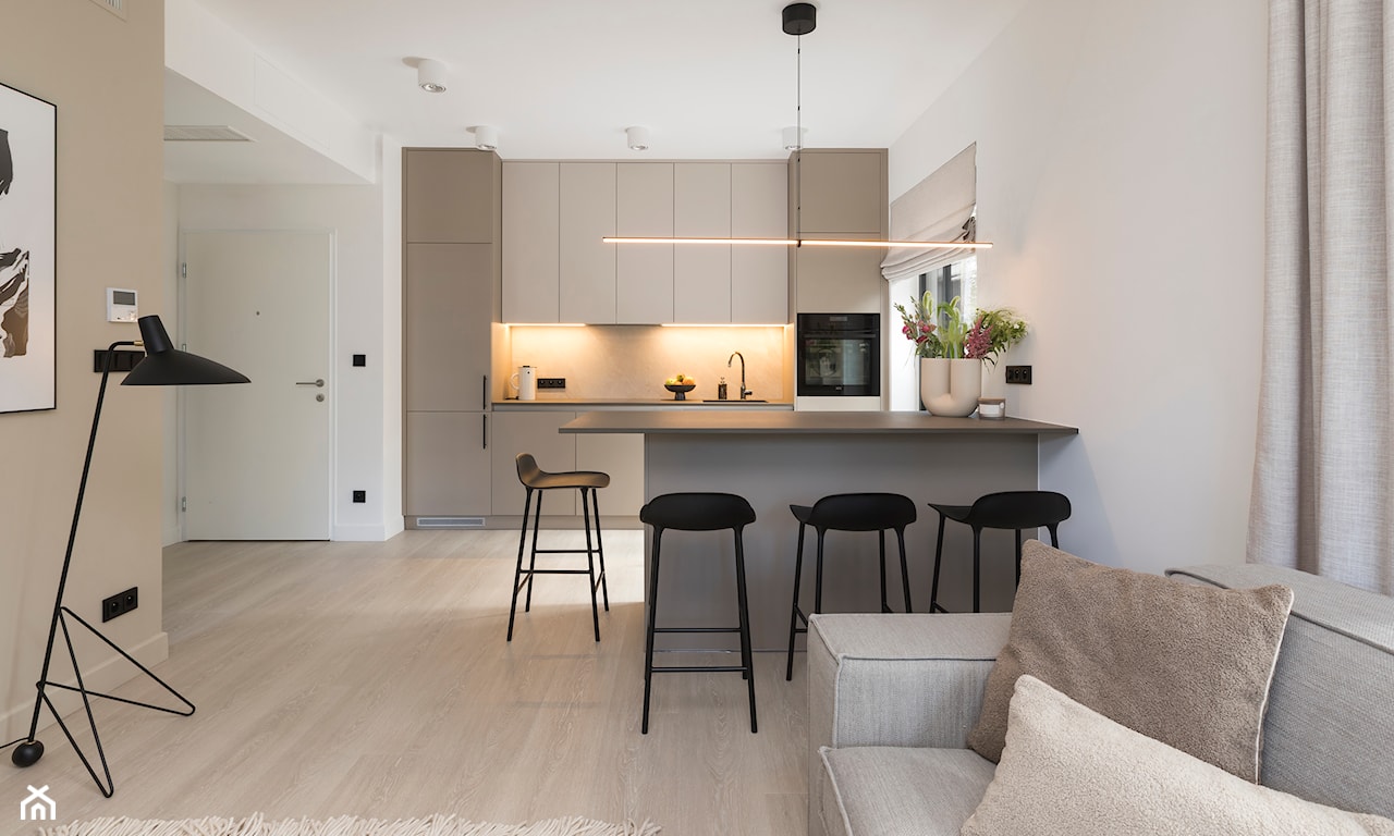 Kuchnia połączona z salonem styl minimalistyczny