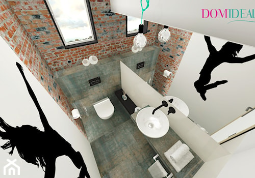 Surowa łazienka - Mała na poddaszu z lustrem łazienka z oknem, styl industrialny - zdjęcie od domidealis.pl