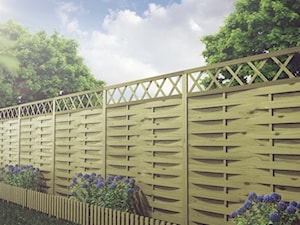 Płot lamelowy z kratką - pomysł na ogrodzenie ogrodzenie ogrodu - zdjęcie od WOODER.COM