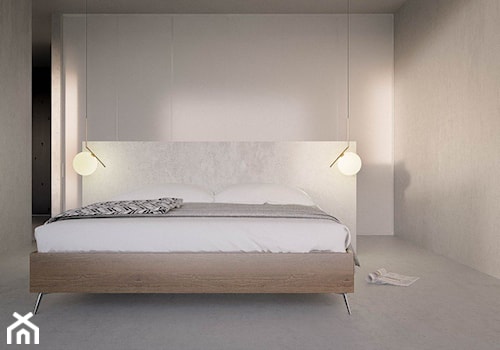 M3 - Mała szara sypialnia, styl minimalistyczny - zdjęcie od STUDIO CIESIELSKA