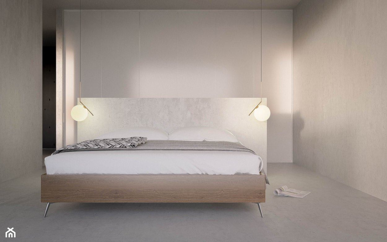 M3 - Mała szara sypialnia, styl minimalistyczny - zdjęcie od STUDIO CIESIELSKA - Homebook