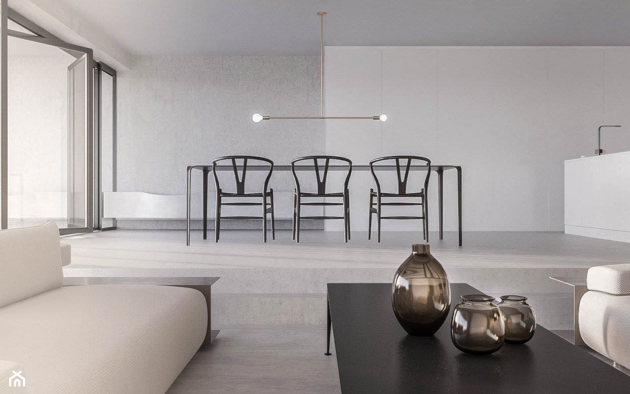 M3 - Średnia biała szara jadalnia w salonie, styl minimalistyczny - zdjęcie od STUDIO CIESIELSKA - Homebook