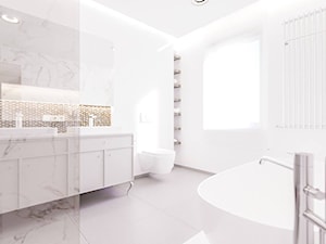 J2 - Średnia z lustrem z dwoma umywalkami z punktowym oświetleniem łazienka z oknem, styl tradycyjny - zdjęcie od STUDIO CIESIELSKA