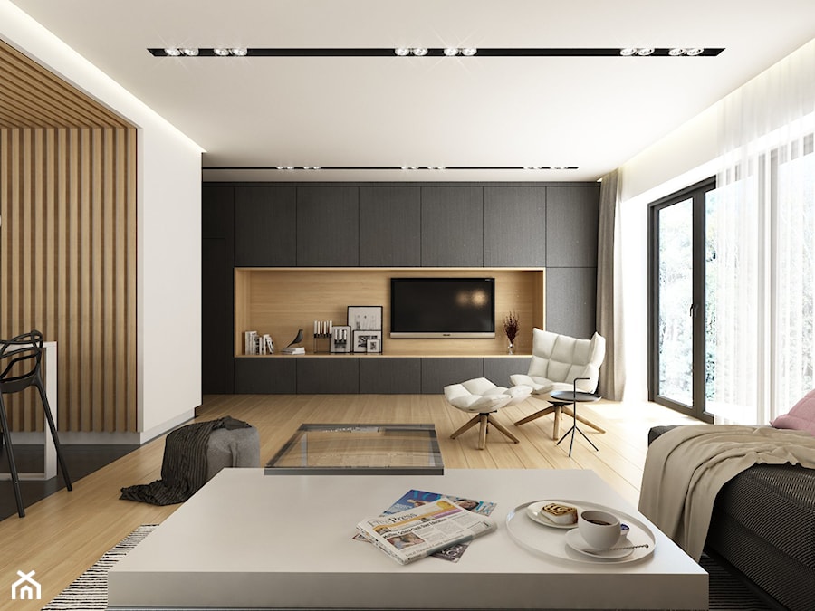 Mieszkanie Kraków | 50 m2 | 2022 - Salon, styl nowoczesny - zdjęcie od CUSTOM PLUS Pracownia projektowa