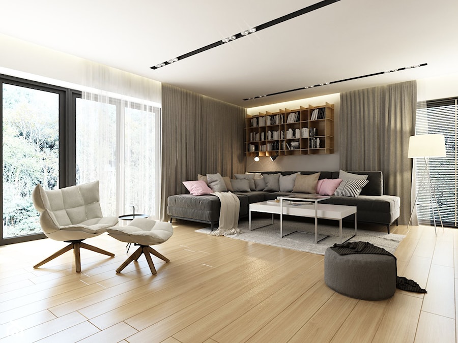 Mieszkanie Kraków | 50 m2 | 2022 - Średni szary salon, styl nowoczesny - zdjęcie od CUSTOM PLUS Pracownia projektowa