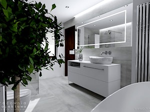Mieszkanie w stylu glamour - Duża z lustrem z marmurową podłogą z punktowym oświetleniem łazienka z oknem, styl glamour - zdjęcie od Pracownia Projektowa Wojciech Zieliński
