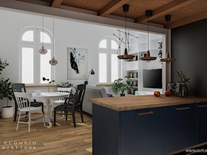 Dwie odsłony mieszkania typu loft z antresolą - Jadalnia, styl nowoczesny - zdjęcie od Pracownia Projektowa Wojciech Zieliński