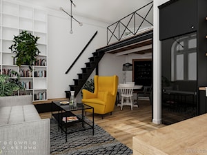Dwie odsłony mieszkania typu loft z antresolą - Salon, styl nowoczesny - zdjęcie od Pracownia Projektowa Wojciech Zieliński