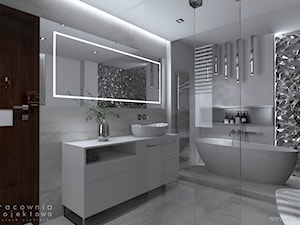 Mieszkanie w stylu glamour - Średnia bez okna z lustrem z marmurową podłogą z punktowym oświetleniem łazienka, styl glamour - zdjęcie od Pracownia Projektowa Wojciech Zieliński