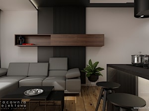 Męskie mieszkanie w ciemnych kolorach - Salon, styl nowoczesny - zdjęcie od Pracownia Projektowa Wojciech Zieliński