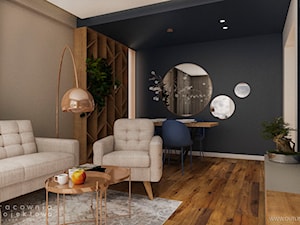 Nowoczesne mieszkanie w granacie z miedzianymi dodatkami - Salon, styl nowoczesny - zdjęcie od Pracownia Projektowa Wojciech Zieliński