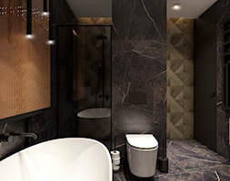 Mieszkanie na czarno - Średnia bez okna z marmurową podłogą łazienka, styl nowoczesny - zdjęcie od Pracownia Projektowa Wojciech Zieliński - Homebook