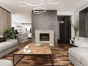 Nowoczesne mieszkanie z kominkiem - Salon, styl nowoczesny - zdjęcie od Pracownia Projektowa Wojciech Zieliński