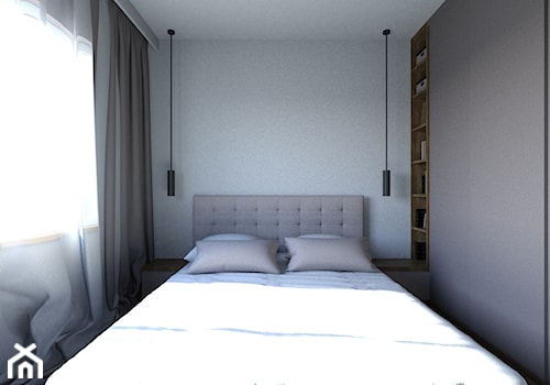 Mieszkanie w Rzeszowie - Mała szara sypialnia, styl nowoczesny - zdjęcie od olgaurban