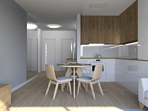 Mieszkanie w Rzeszowie - Średnia otwarta biała z nablatowym zlewozmywakiem kuchnia w kształcie litery l, styl nowoczesny - zdjęcie od olgaurban