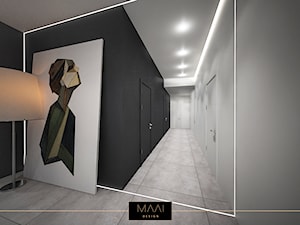 DOM POD WARSZAWĄ 170M2 - Duży czarny szary hol / przedpokój, styl minimalistyczny - zdjęcie od MAAI Design