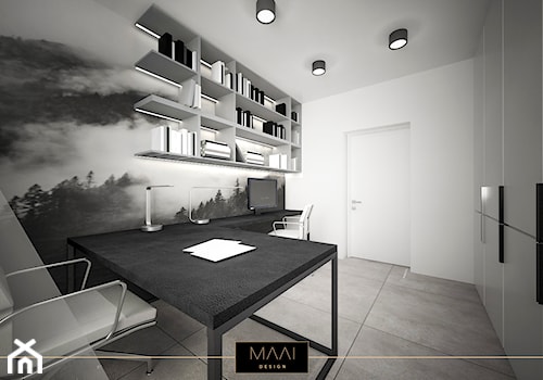DOM POD WARSZAWĄ 170M2 - Średnie w osobnym pomieszczeniu szare biuro, styl minimalistyczny - zdjęcie od MAAI Design