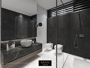 NOWOCZESNY DOM 200m2 – STARA WIEś - Średnia na poddaszu bez okna z lustrem łazienka, styl nowoczesny - zdjęcie od MAAI Design