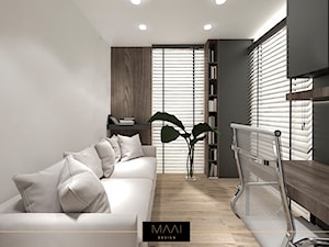 MIESZKANIE 60M – FORT BEMA - Średnie w osobnym pomieszczeniu z sofą z zabudowanym biurkiem czarne szare biuro, styl nowoczesny - zdjęcie od MAAI Design