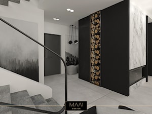 NOWOCZESNY DOM 200m2 – STARA WIEś - Duży czarny szary hol / przedpokój, styl nowoczesny - zdjęcie od MAAI Design