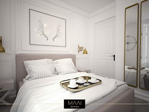 Mieszkanie 38m2 - Zielony Żoliborz - Duża biała sypialnia, styl tradycyjny - zdjęcie od MAAI Design