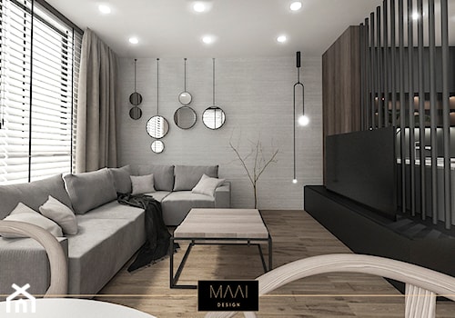 MIESZKANIE 60M – FORT BEMA - Mały szary salon, styl nowoczesny - zdjęcie od MAAI Design