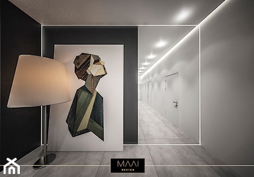 DOM POD WARSZAWĄ 170M2 - Średni czarny szary hol / przedpokój, styl minimalistyczny - zdjęcie od MAAI Design