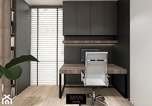 MIESZKANIE 60M – FORT BEMA - Małe z zabudowanym biurkiem czarne szare biuro, styl nowoczesny - zdjęcie od MAAI Design