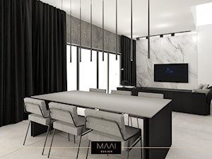 NOWOCZESNY DOM 200m2 – STARA WIEś - Średnia biała jadalnia w salonie, styl nowoczesny - zdjęcie od MAAI Design