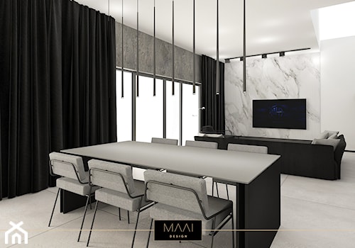 NOWOCZESNY DOM 200m2 – STARA WIEś - Średnia biała jadalnia w salonie, styl nowoczesny - zdjęcie od MAAI Design