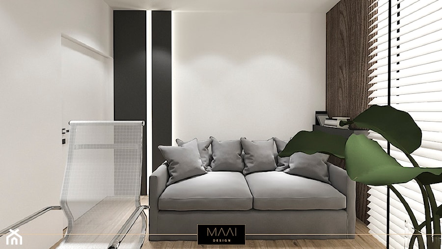 MIESZKANIE 60M – FORT BEMA - Małe w osobnym pomieszczeniu z sofą białe biuro, styl nowoczesny - zdjęcie od MAAI Design