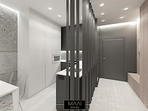 MIESZKANIE POD WYNAJEM KRÓTKOTERMINOWY – BIELSKO-BIAŁA - Średni z wieszakiem czarny hol / przedpokój, styl minimalistyczny - zdjęcie od MAAI Design