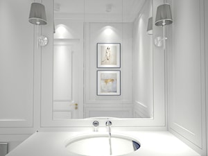 DWUPOZIOMOWE MIESZKANIE W STYLU HAMPTON – MOKOTÓW - Mała na poddaszu bez okna z lustrem łazienka, styl nowoczesny - zdjęcie od MAAI Design