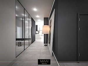 DOM POD WARSZAWĄ 170M2 - Średni biały czarny hol / przedpokój, styl minimalistyczny - zdjęcie od MAAI Design