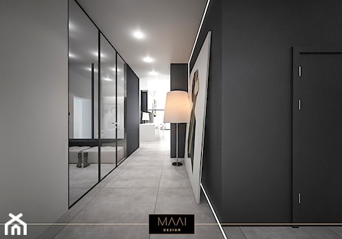 DOM POD WARSZAWĄ 170M2 - Średni biały czarny hol / przedpokój, styl minimalistyczny - zdjęcie od MAAI Design