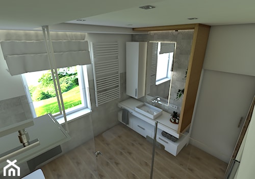 Łazienki w domu pod Poznaniem - Średnia z punktowym oświetleniem łazienka z oknem, styl nowoczesny - zdjęcie od P.S.-projekt