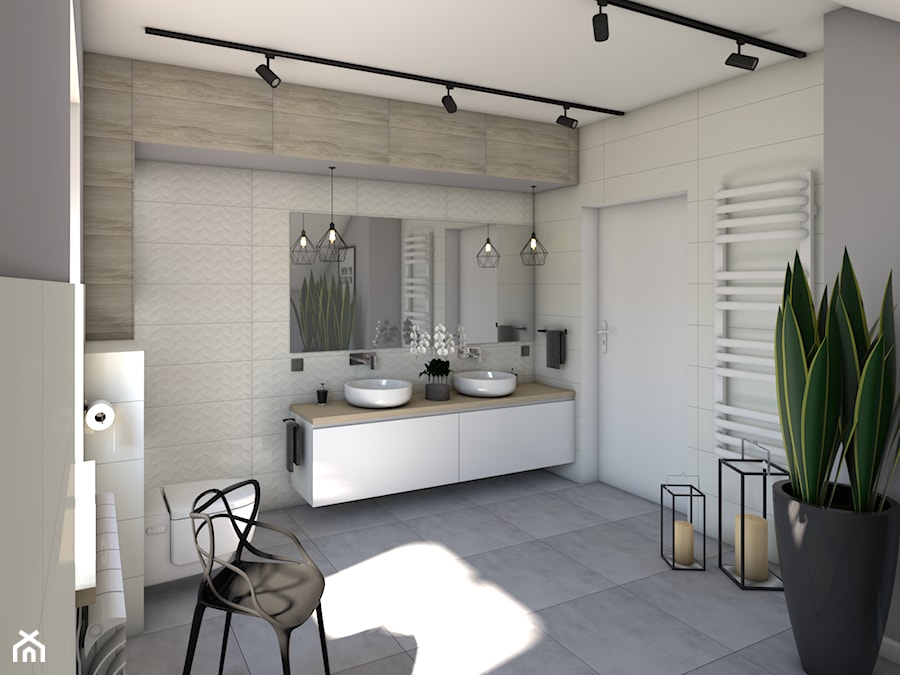 Domowe spa - Duża z dwoma umywalkami łazienka, styl skandynawski - zdjęcie od P.S.-projekt
