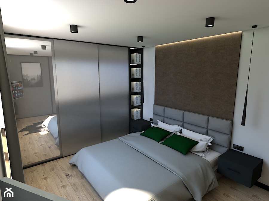 Dom pod Koninem - Średnia biała szara sypialnia, styl industrialny - zdjęcie od P.S.-projekt